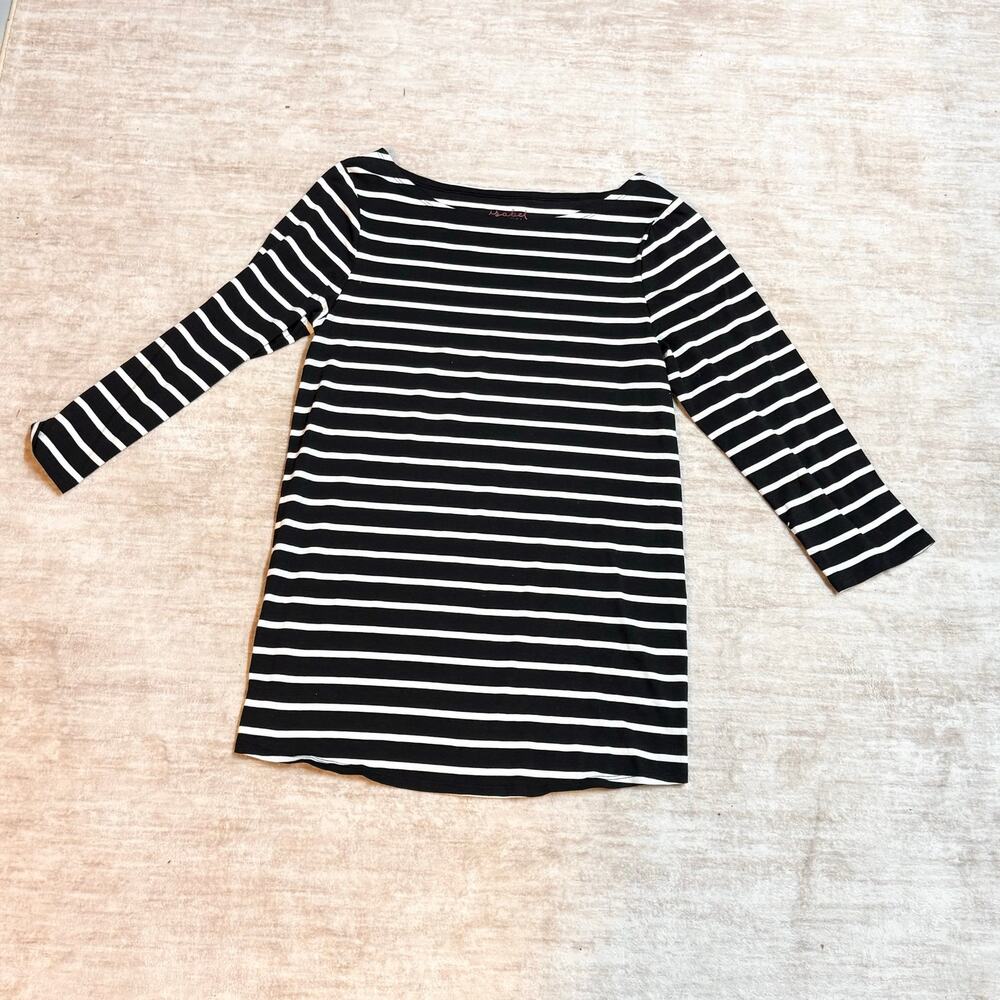 Isabel By Ingrid+Isabel Womens Maternity Large Black White Striped 3/4 Shirt New